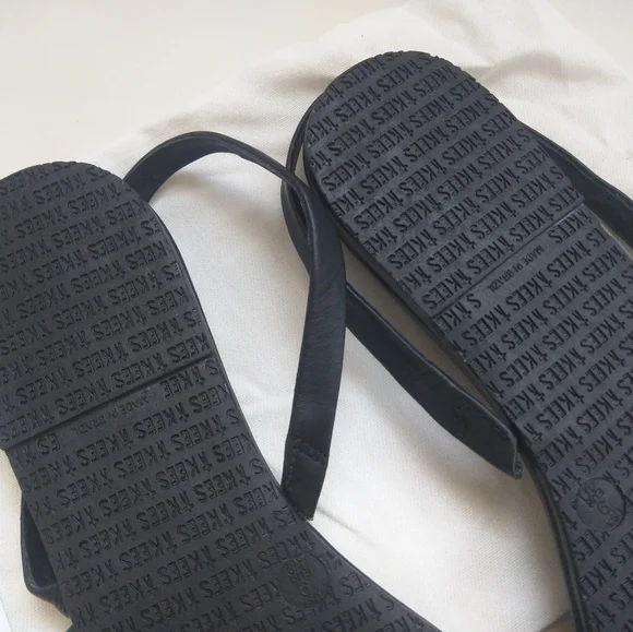 Tkees LC Sandals Leather Black Slingback Strappy Flats 9 - Picture 15 of 15